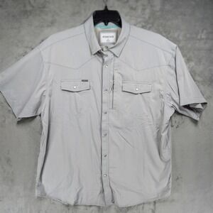 Poncho Western Pearl Snap Shirt Men's XL Regular Fit Gray Short Sleeve EUC